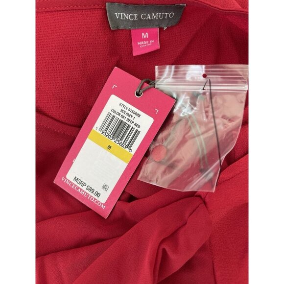 Vince Camuto Deep Red Sheer Long Sleeve Top Size M NWT - Picture 4 of 5